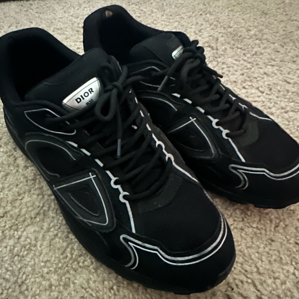 Dior Black Sneakers with Geometric Patterns